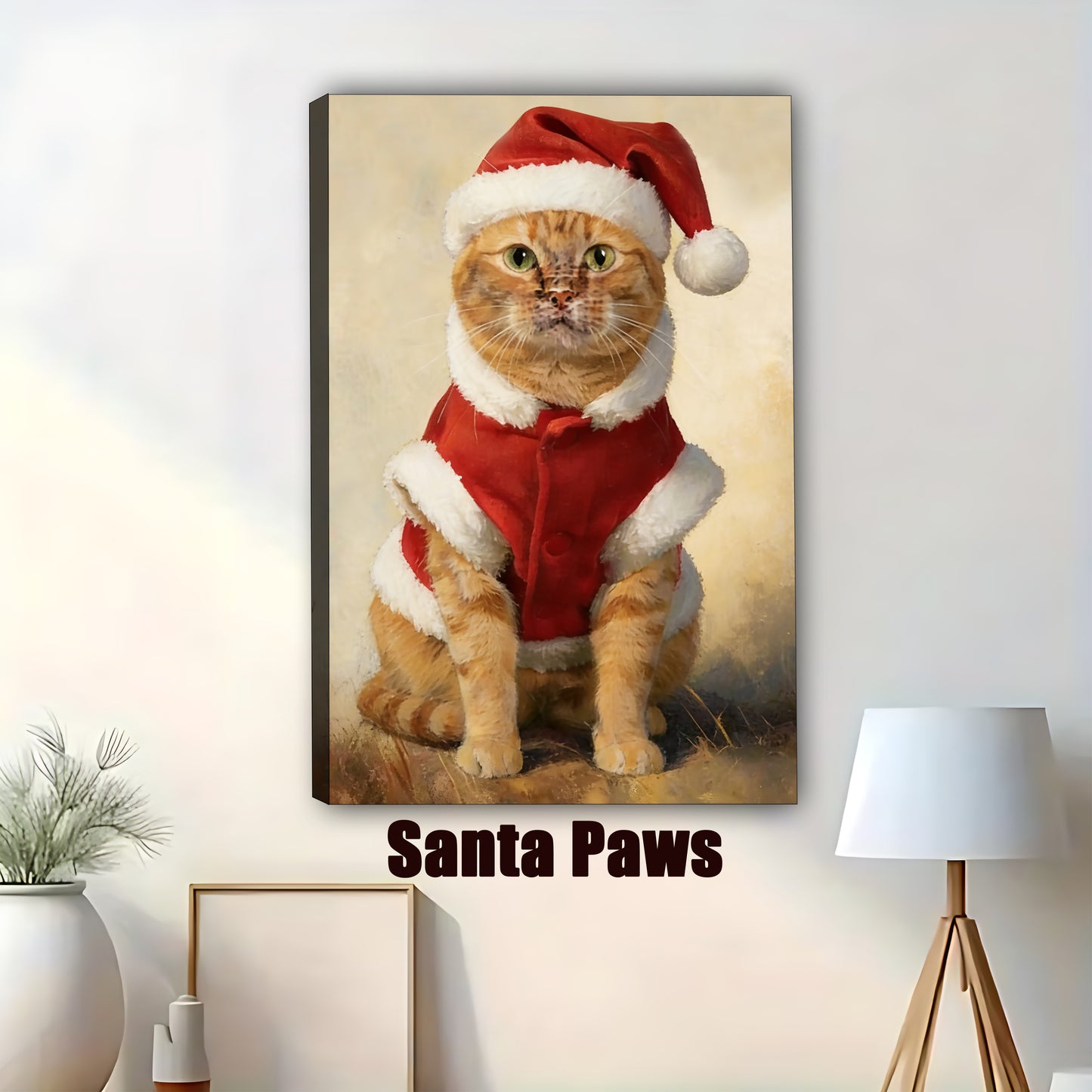 Custom Christmas Cat Portrait - Personalized Holiday Pet Artwork & Cat Lover Gift