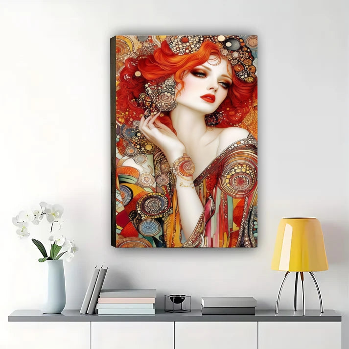 Art Nouveau Woman Portrait Print | Red Hair Wall Art | W1028
