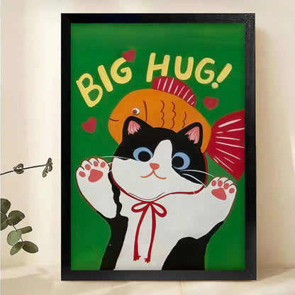 Cat and Goldfish Wall Art - Big Hug Canvas Print|W1132