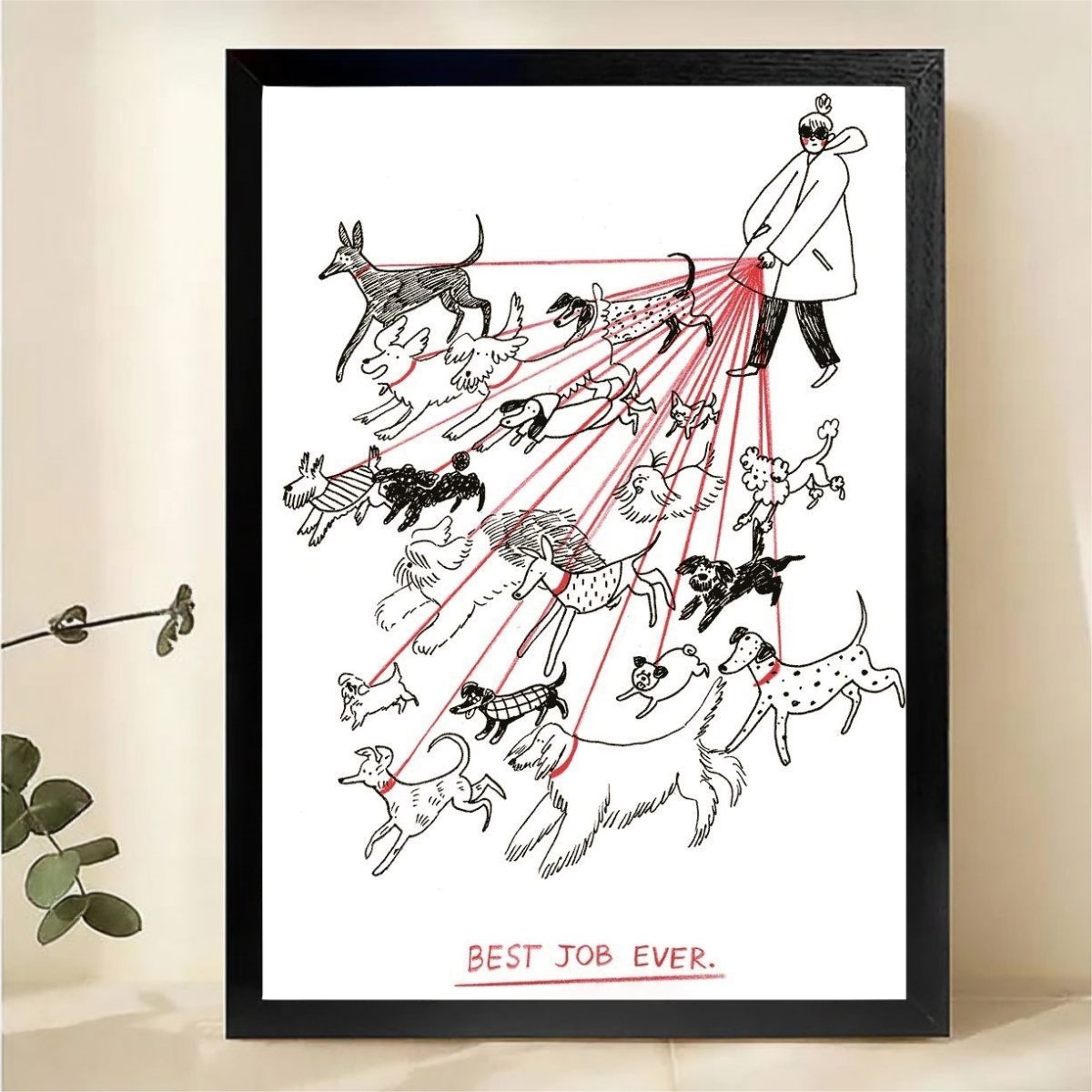 Cat in Grass Wall Art - Whimsical Nature Illustration Print|W1210