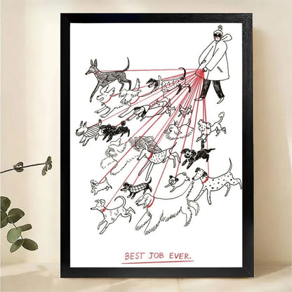 Cat in Grass Wall Art - Whimsical Nature Illustration Print|W1210