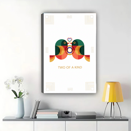 Two of a Kind Love Birds Art Print - Geometric Wall Decor|W1115