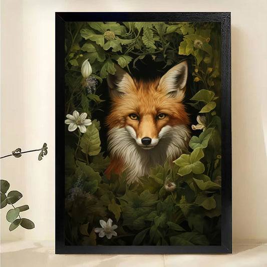 Fox in Botanical Garden Wall Art - Nature Wildlife Print| W1040