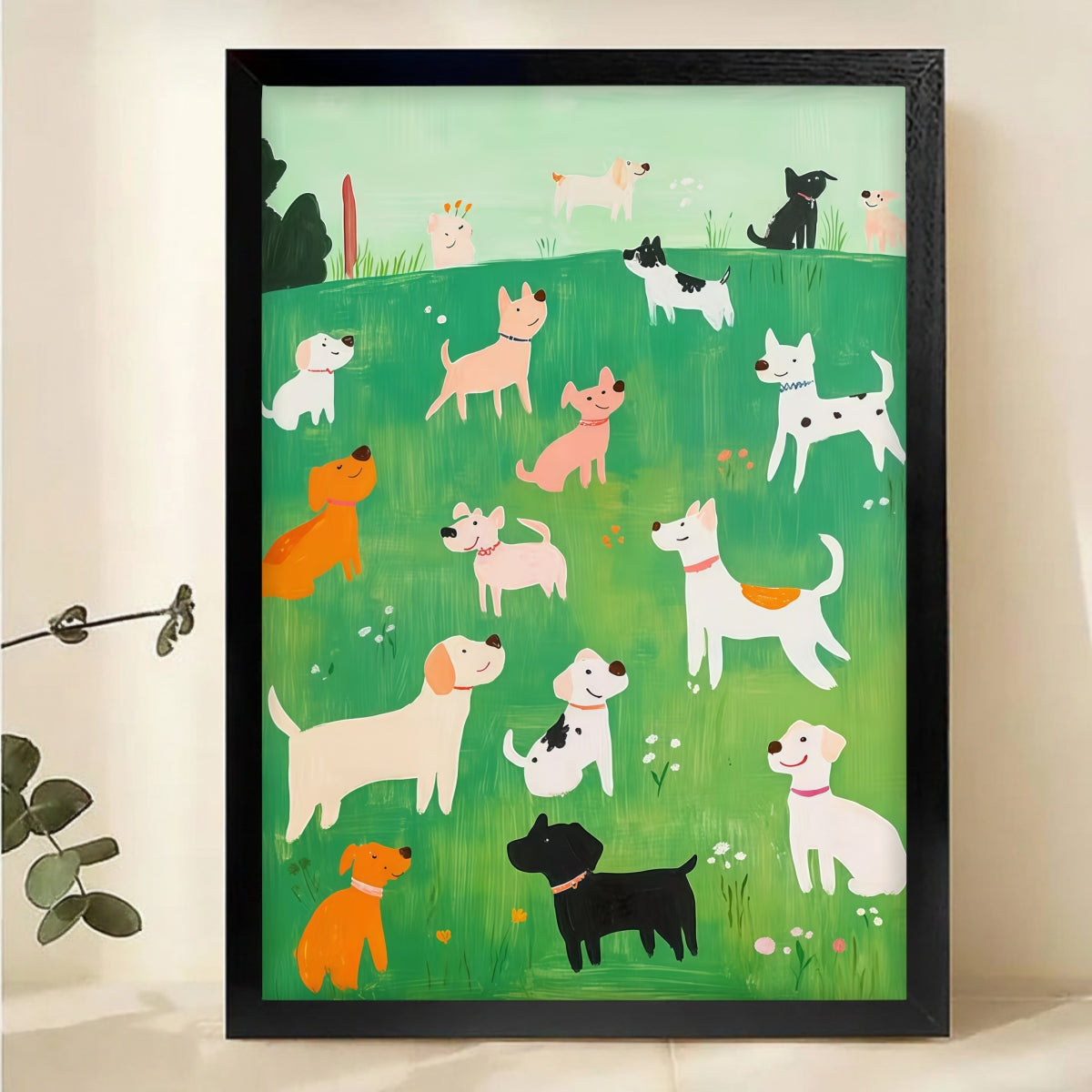 Happy Dogs in the Park Wall Art - Playful Canvas Print|W1095