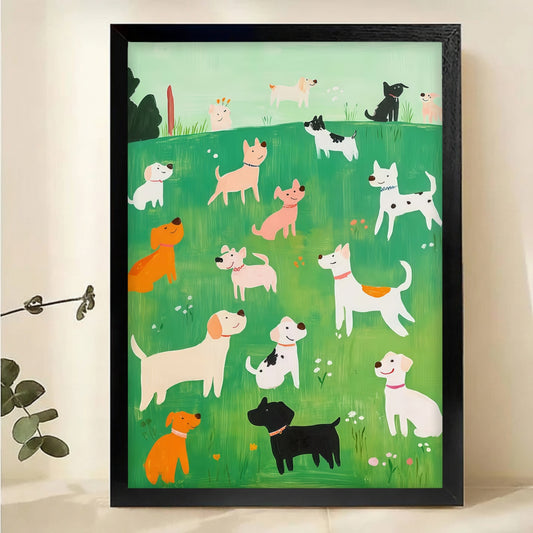 Happy Dogs in the Park Wall Art - Playful Canvas Print|W1095