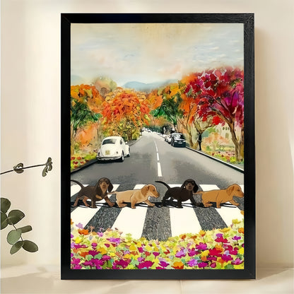 Dachshunds Crossing Abbey Road Wall Art - Beatles Tribute Print|W1302