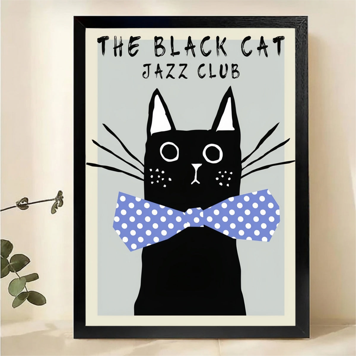 Black Cat Jazz Club Wall Art - Vintage Retro Poster Canvas Print|W1354