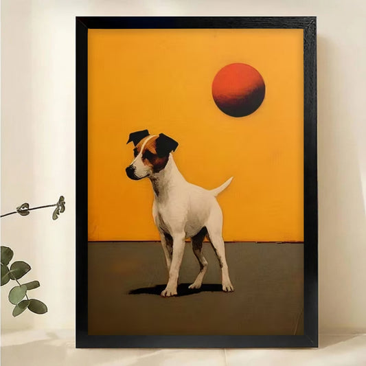 Jack Russell Terrier at Sunset Canvas Print - Modern Dog Wall Art|W1123