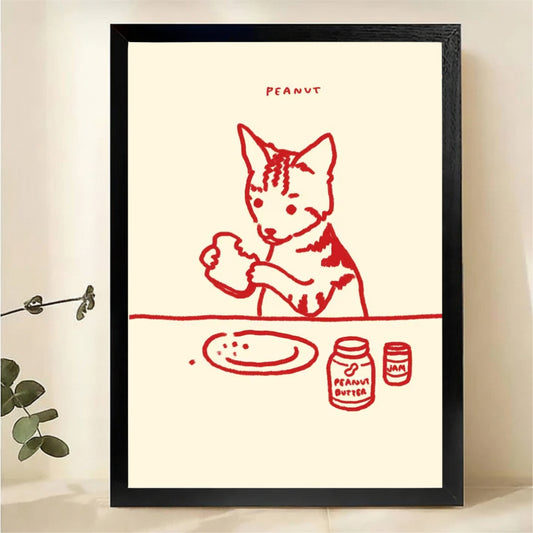 Peanut the Cat Art Print – Funny Minimalist Cat Poster|W1439