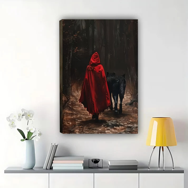 Little Red Riding Hood Wall Art - Dark Fantasy Forest Print| W1046