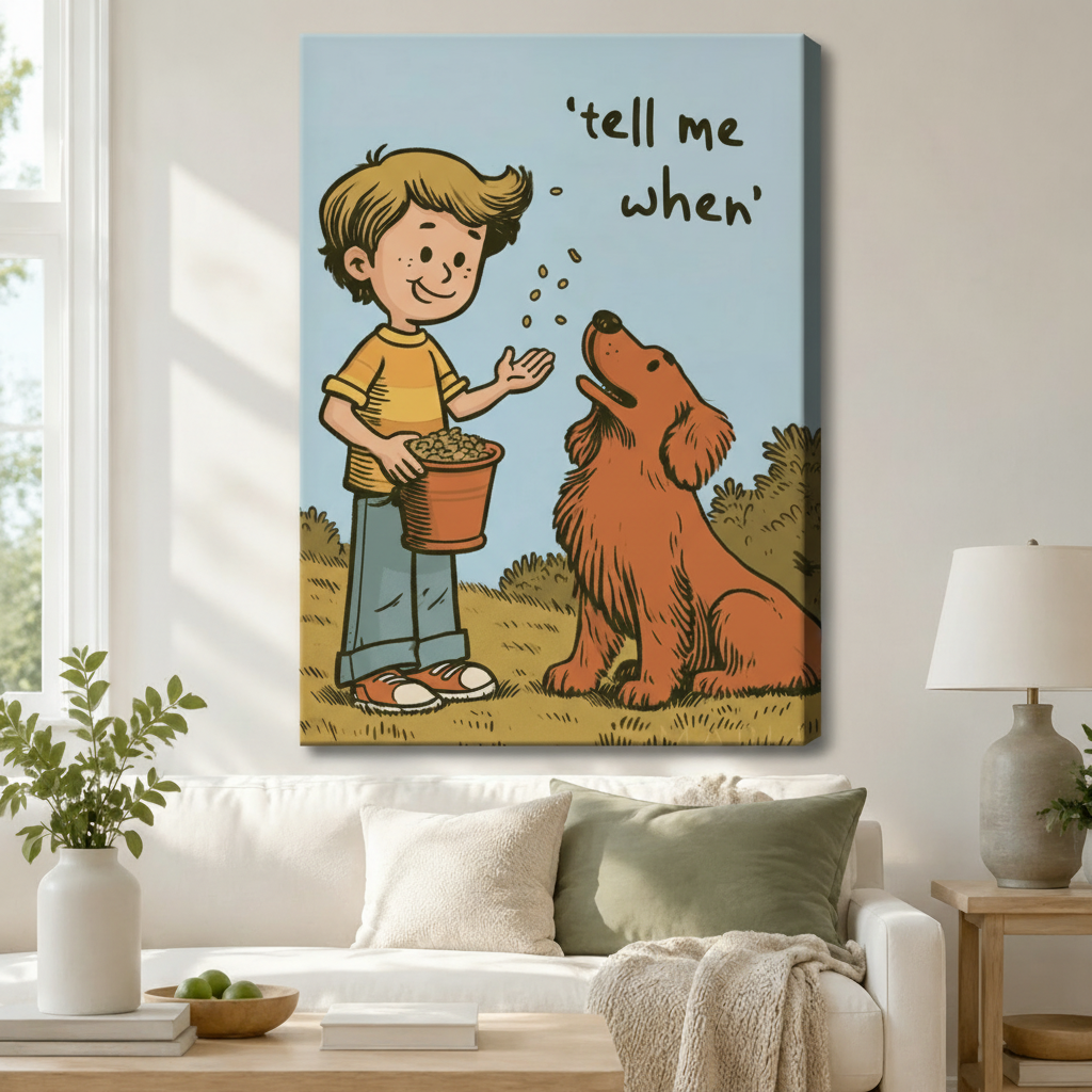 Tell Me When Boy Dog Retro Comic Canvas Art w6077