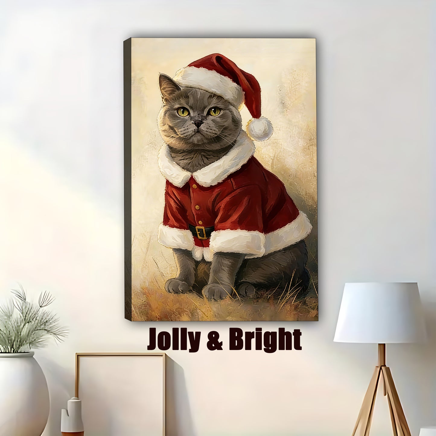 Custom Christmas Cat Portrait - Personalized Holiday Pet Artwork & Cat Lover Gift
