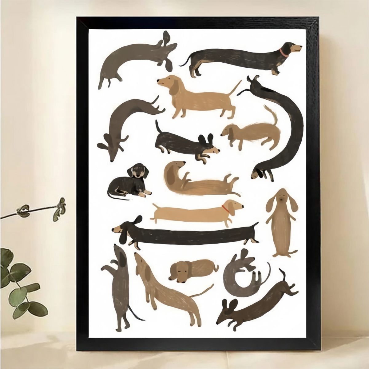 Dachshund Collection Wall Art - Playful Wiener Dog Print|W1205