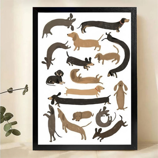 Dachshund Collection Wall Art - Playful Wiener Dog Print|W1205