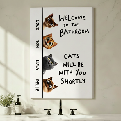 Personalized Cats Bathroom Wall Art Print w6613