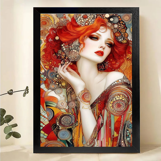 Art Nouveau Woman Portrait Print | Red Hair Wall Art | W1028