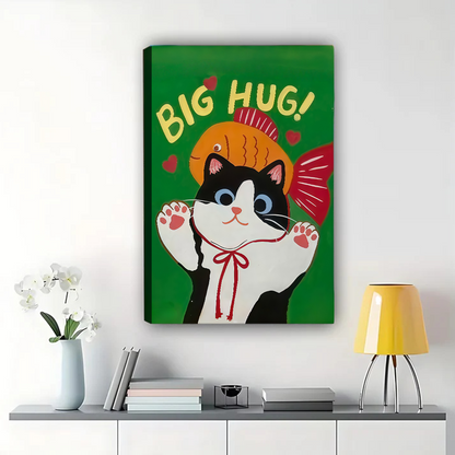 Cat and Goldfish Wall Art - Big Hug Canvas Print|W1132