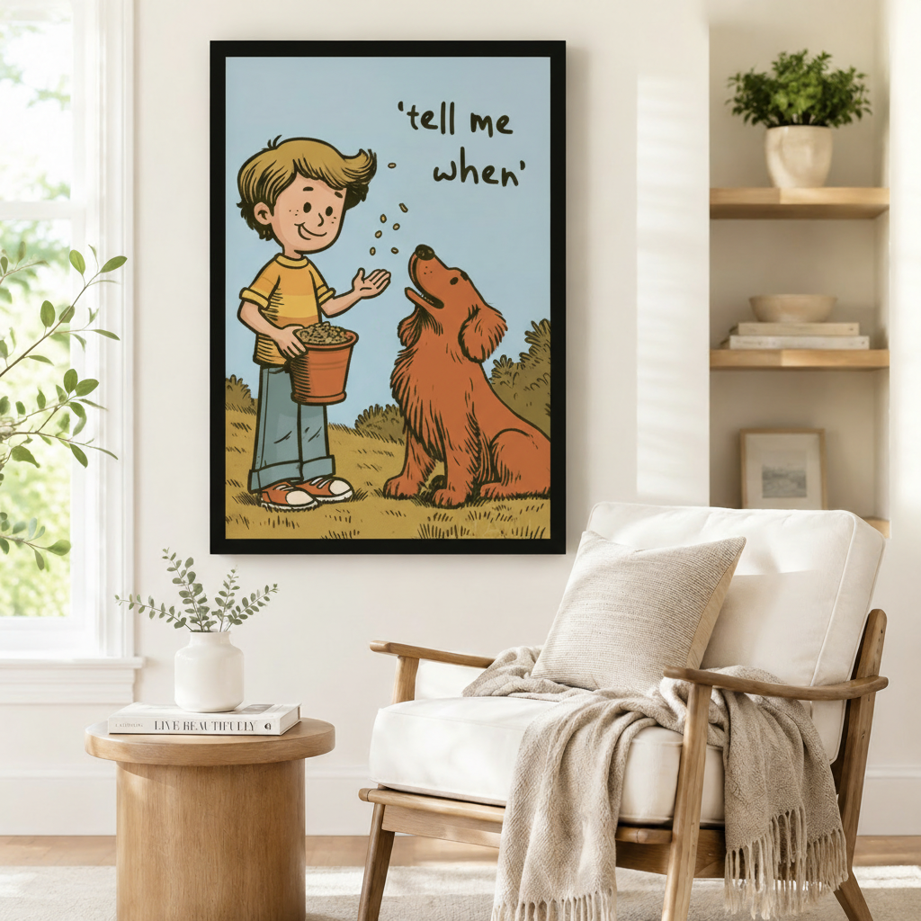 Tell Me When Boy Dog Retro Comic Canvas Art w6077