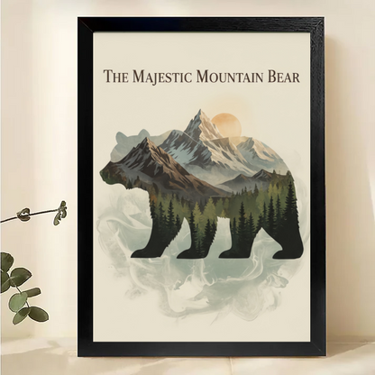 Mountain Bear Wall Art - Double Exposure Nature Print| W1016