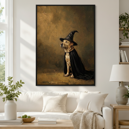 Labrador Witch Hat Black Cape Portrait Canvas Print w6080