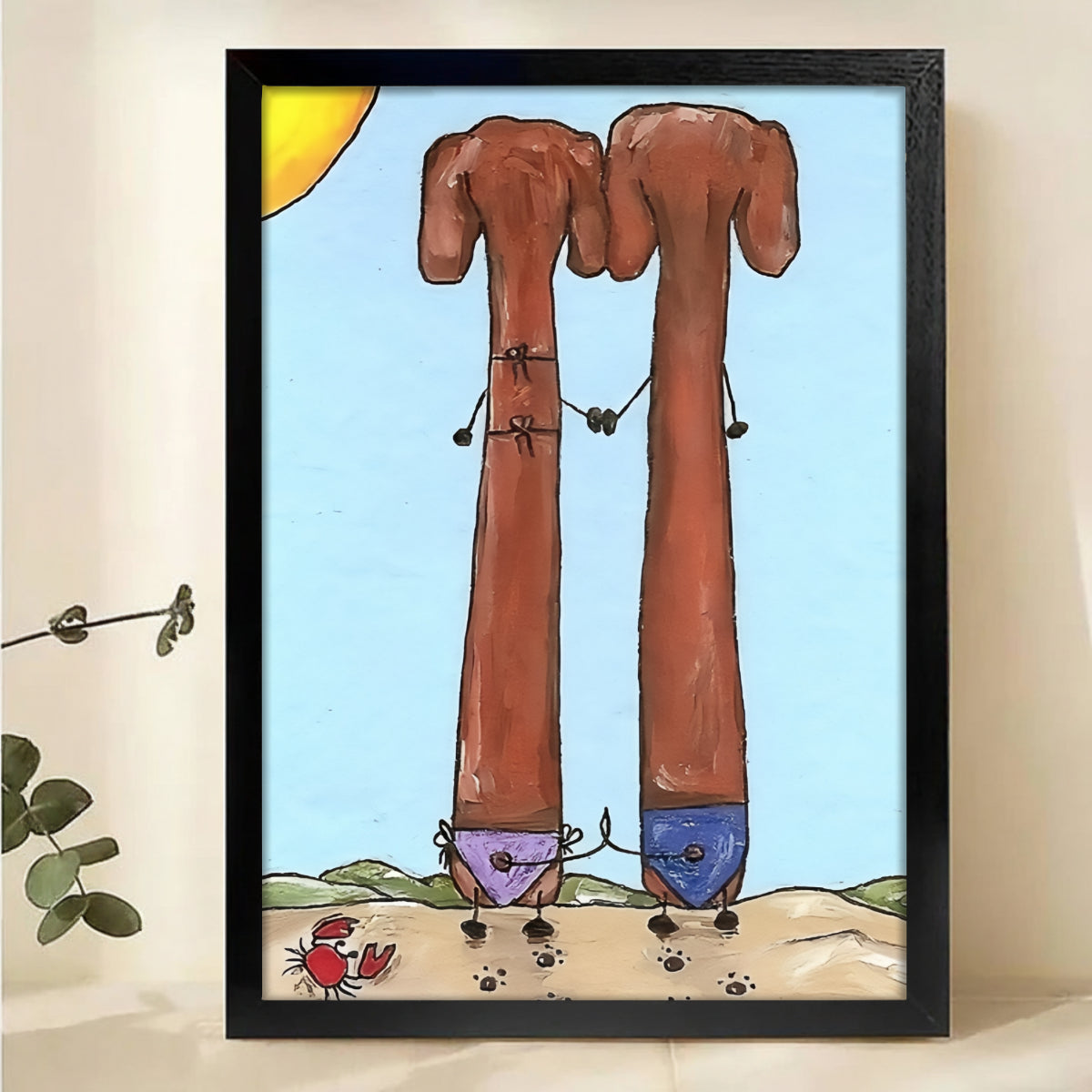 Beach Dogs Wall Art - Whimsical Coastal Dog Lover Print|W1195