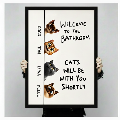 Personalized Cats Bathroom Wall Art Print w6613