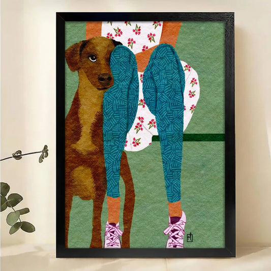 Dog and Legs Wall Art | Quirky Modern Collage Print|W1219