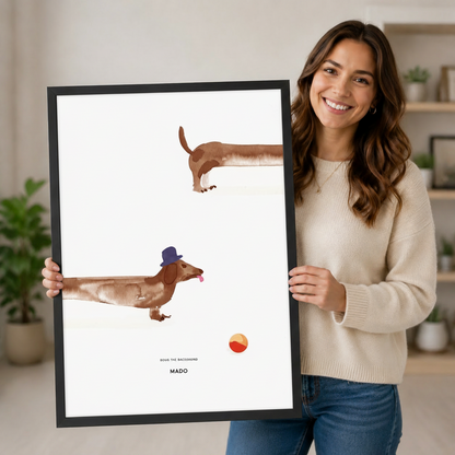 Dachshund Playing Ball Minimalist Canvas Wall Art w6071