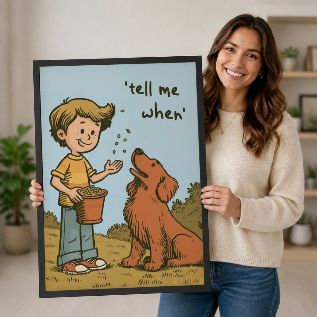 Tell Me When Boy Dog Retro Comic Canvas Art w6077