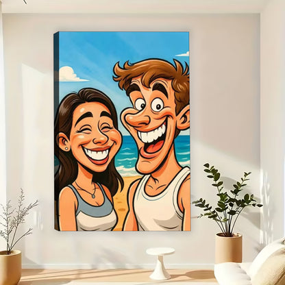 Exaggerated Cartoon Portrait From Photo – Personalized Canvas Art