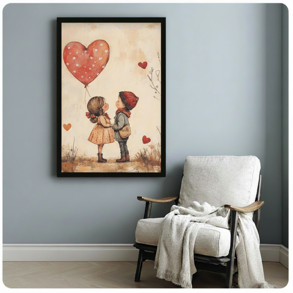 Heart balloon romantic canvas print – perfect gift for Valentine's Day or housewarming