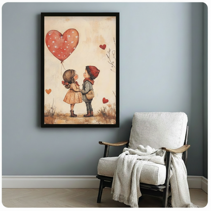 Heart balloon romantic canvas print – perfect gift for Valentine's Day or housewarming