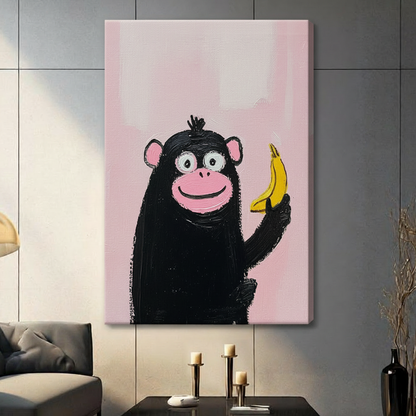 Monkey Banana Pop Art Canvas Wall Art