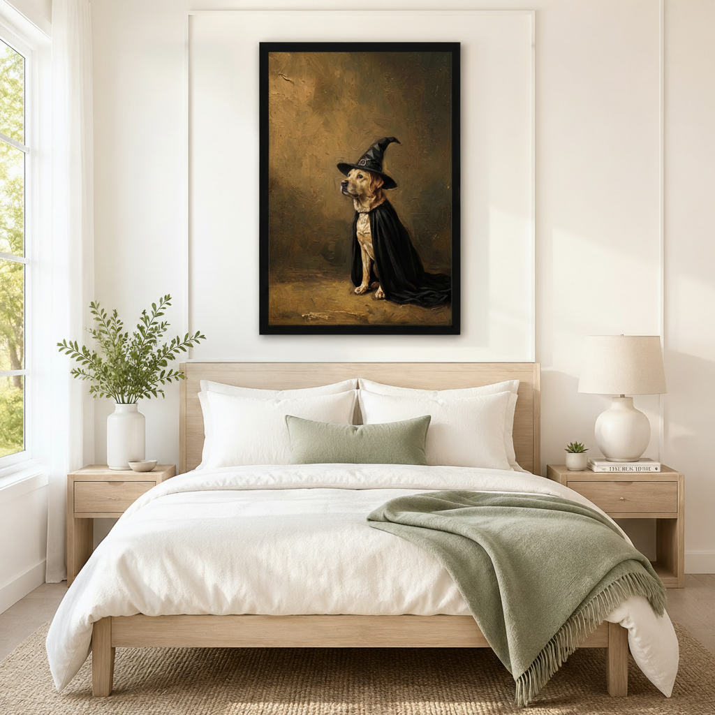 Labrador Witch Hat Black Cape Portrait Canvas Print w6080