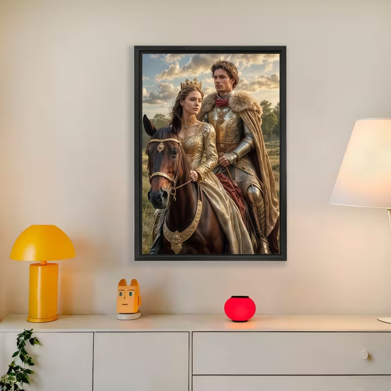 Custom Royal Knight Portrait from Photo – Personalized Medieval Canvas Wall Art