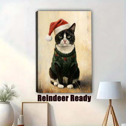 Custom Christmas Cat Portrait - Personalized Holiday Pet Artwork & Cat Lover Gift