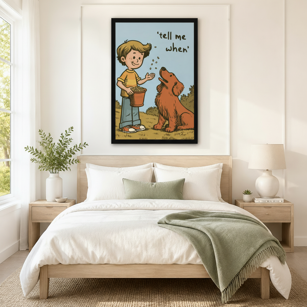 Tell Me When Boy Dog Retro Comic Canvas Art w6077