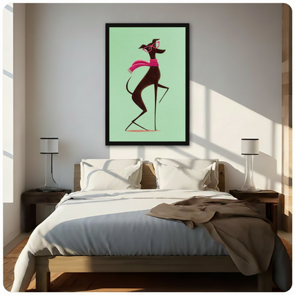 Chic Greyhound Fashion Illustration Canvas Wall Art w6098