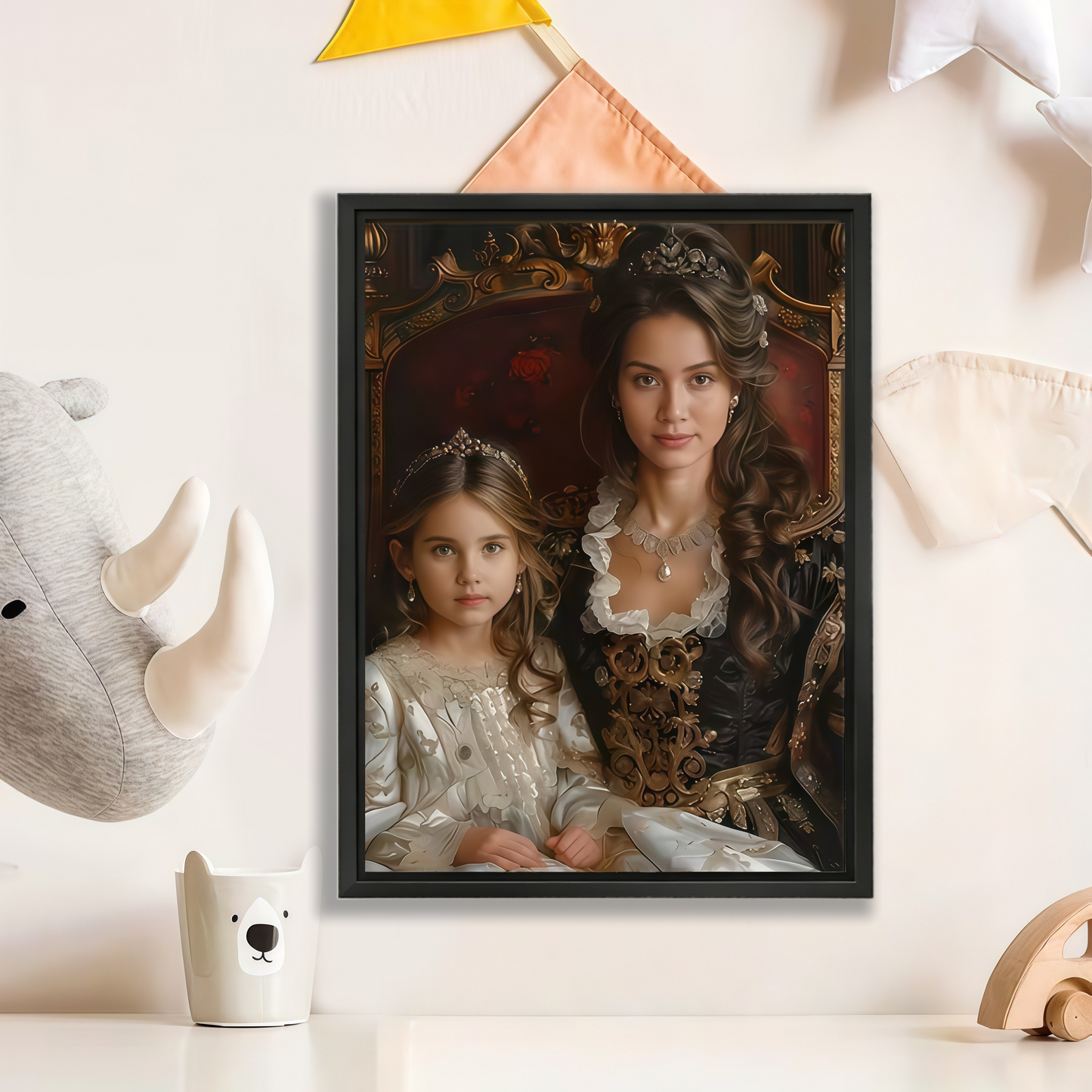 Custom Mother Daughter Portrait - Royal Renaissance Canvas Wall Art