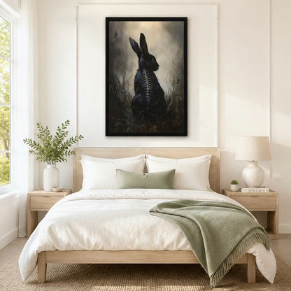 Dark Gothic Black Rabbit Spine Oil Painting Canvas Print w6082