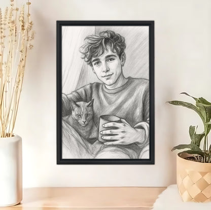 Personalized Black and White Sketch Portrait – A Meaningful Gift from Photo