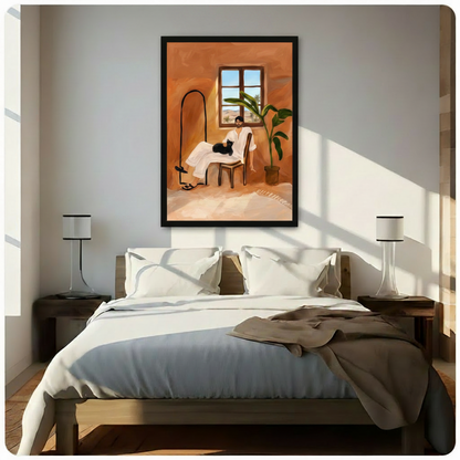 Moroccan Room Man Black Cat Desert Canvas Print w6060