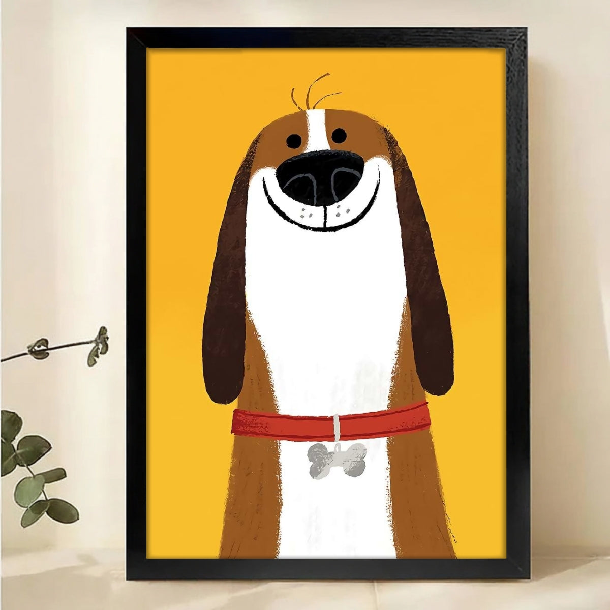 Happy Dog Portrait Wall Art - Cheerful Pet Canvas Print | W1213
