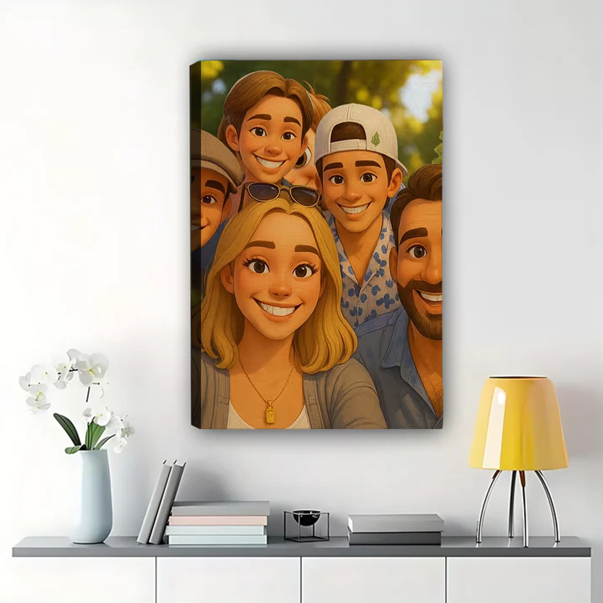 Custom Cartoon Couple Portrait from Photo - Personalized Canvas Art