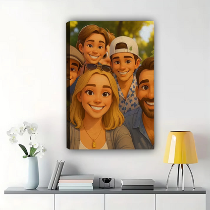 Custom Cartoon Couple Portrait from Photo - Personalized Canvas Art