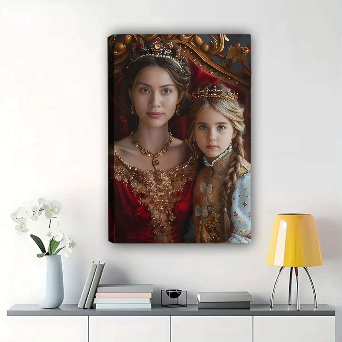 Custom Mother Daughter Portrait - Royal Renaissance Canvas Art