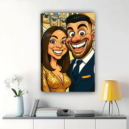 Custom Cartoon Family Portrait from Photo - Personalized Canvas Art