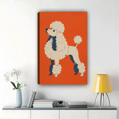 Standard Poodle Wall Art – Bold Retro Graphic Dog Canvas Print on Natural Wood Frame | W2272