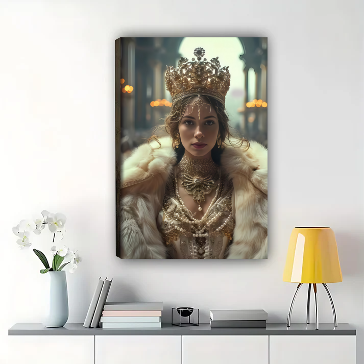 Personalized Royal Queen Portrait from Photo Elegant Canvas Art