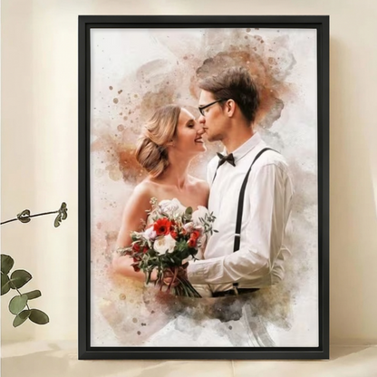 Custom Wedding Watercolor Portrait from Photo - Personalized Canvas